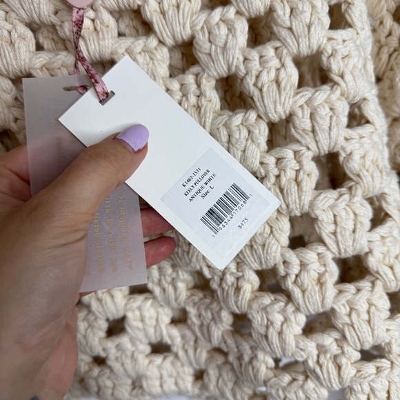 NWT LoveShackFancy crochet crop sweater size L - Picture 6 of 8